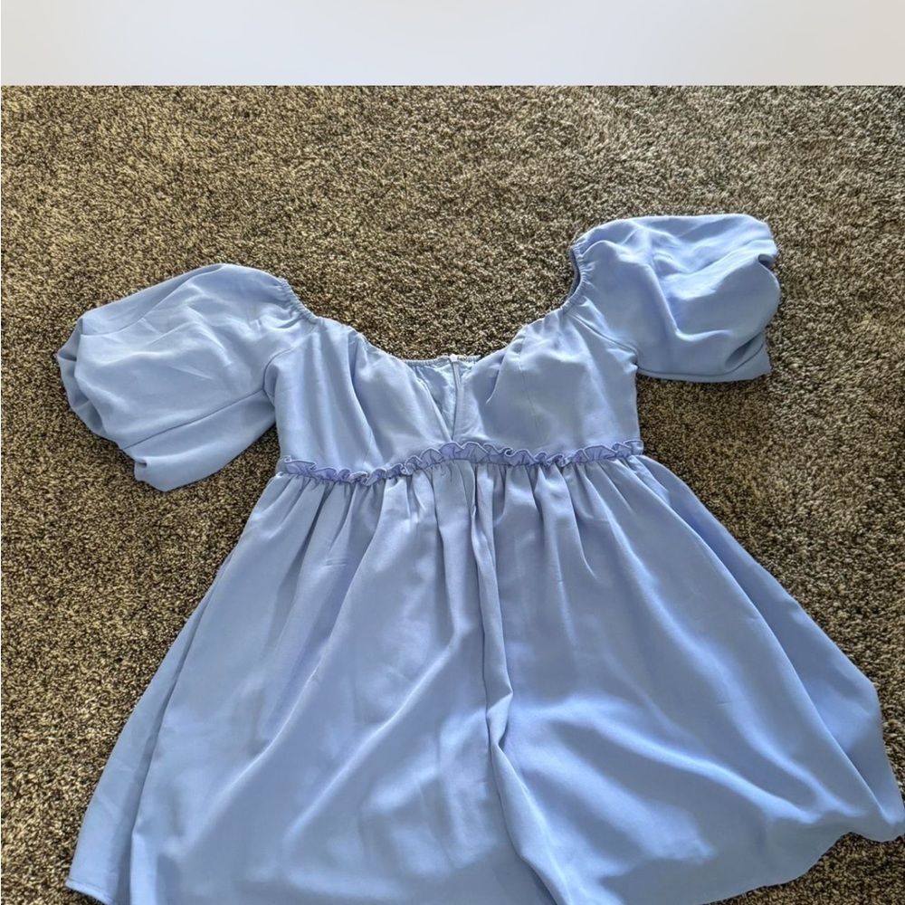 Light Blue Puff Sleeve Romper